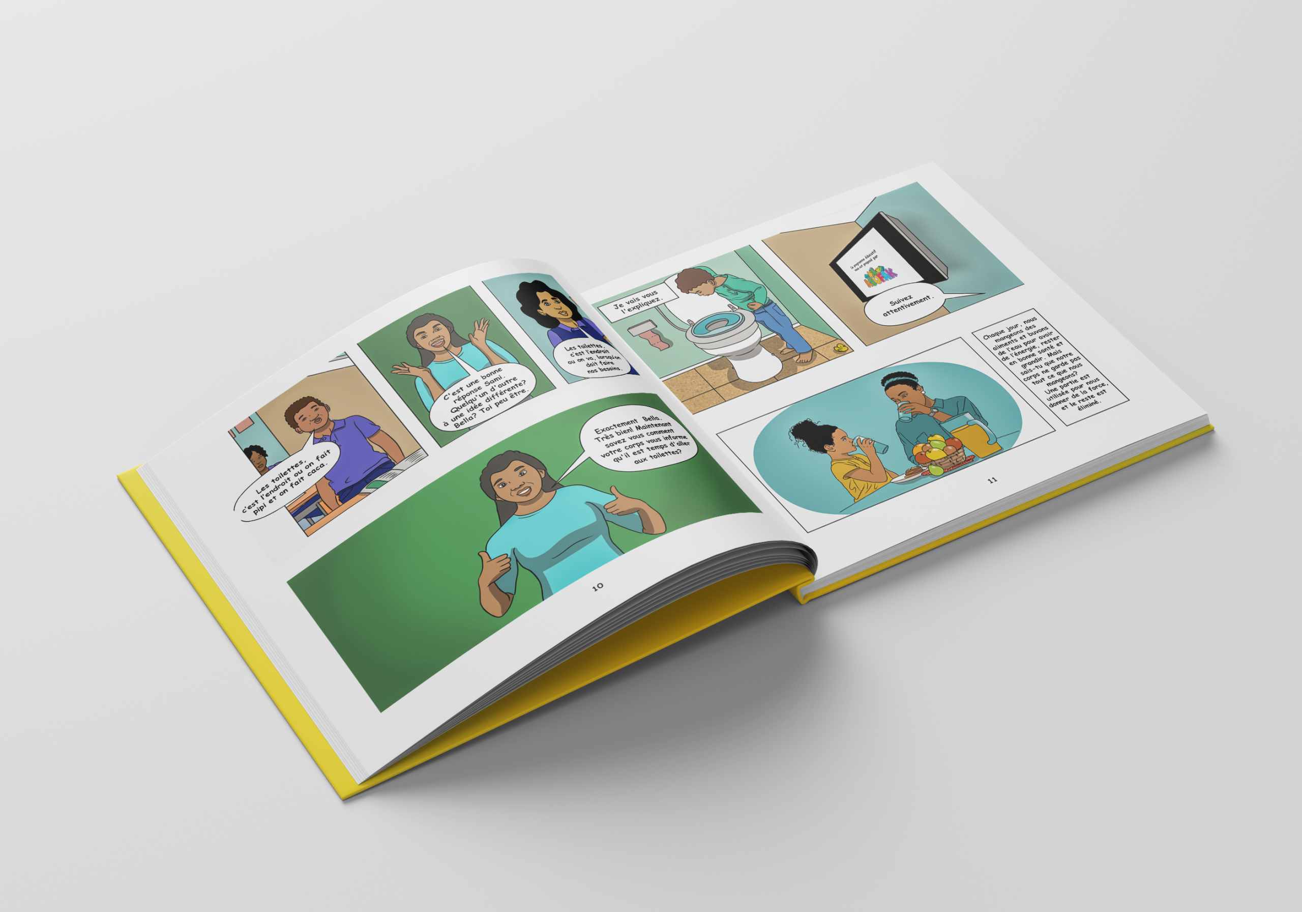 Intérieur BD la digestion et les toilettes Tantine Mica et les enfants Adaptation Éditoriale